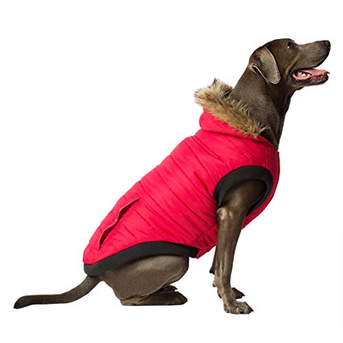 Canada Pooch North Pole Dog Parka Water-Resistant Insulated Dog Jacket (14+, Red