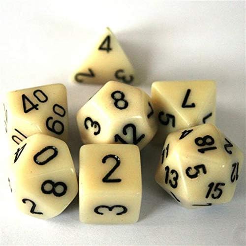 Chessex Dice: Polyhedral 7-Die Opaque Dice Set - Ivory with Black Set