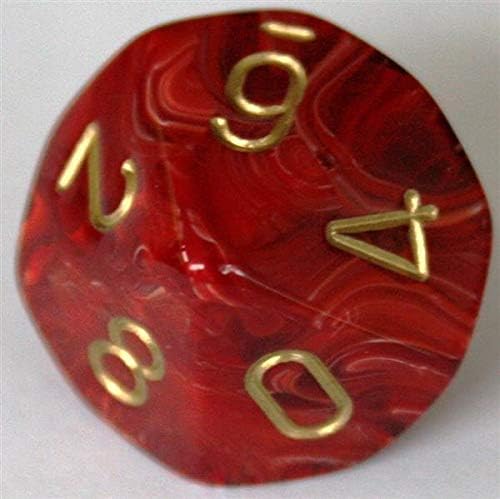 Chessex 27434 Dice, burgundy/gold, pack of 1