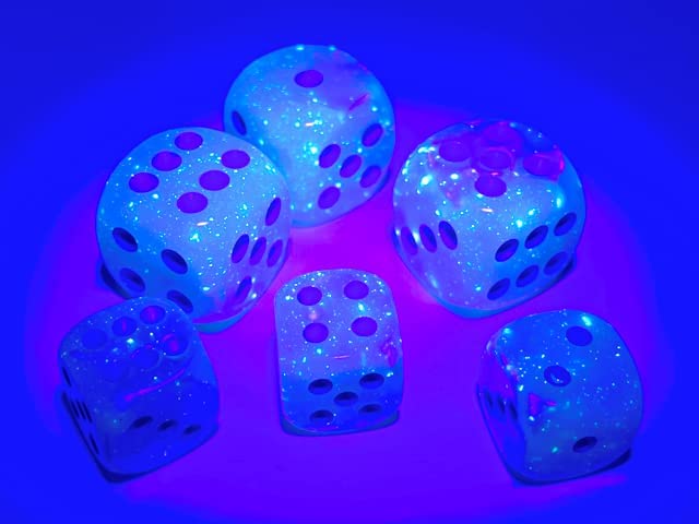 Chessex Luminary Dice Set 36 12mm Dice Pearl Turquoise and White with Blue