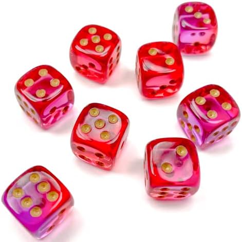 Chessex Gemini Translucent Dice Set 36 12mm Dice Red and Violet with Gold