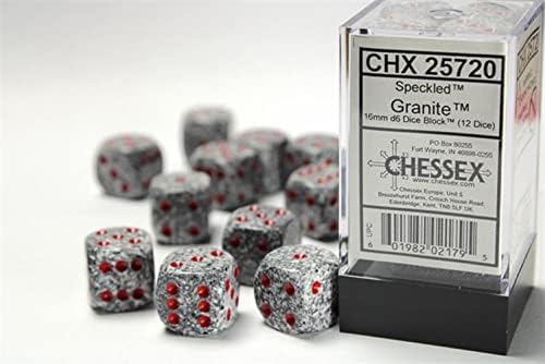 Chessex Manufacturing 25720 Granite Speckled - 6 Sided 16 mm Dice Set of 12