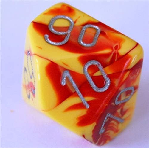 Chessex Chx26450 Dice-Gemini Red-Yellow/Silver Set, One Size