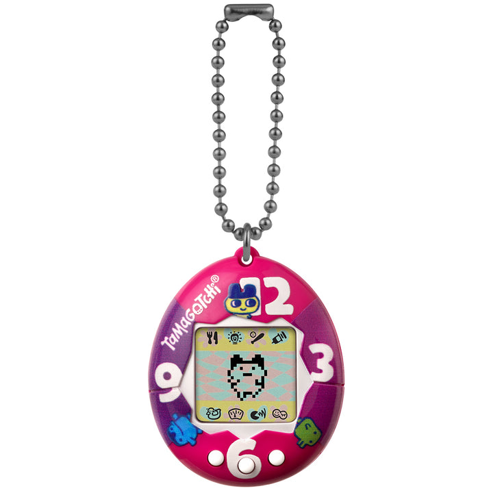 Bandai Tamagotchi Original - "Purple-Pink Clock" Shell with Chain - The Original Virtual Reality Pet - Watch Your Character Grow and Play Games - Retro 90s Toy Keychain