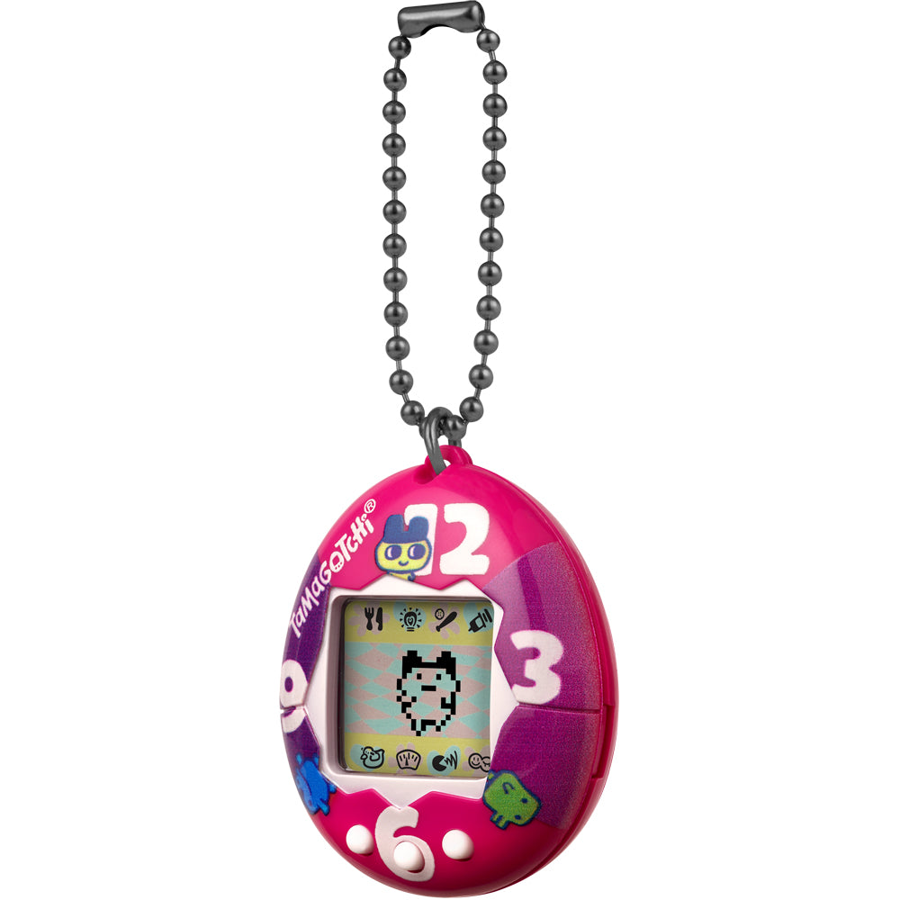 Bandai Tamagotchi Original - "Purple-Pink Clock" Shell with Chain - The Original Virtual Reality Pet - Watch Your Character Grow and Play Games - Retro 90s Toy Keychain