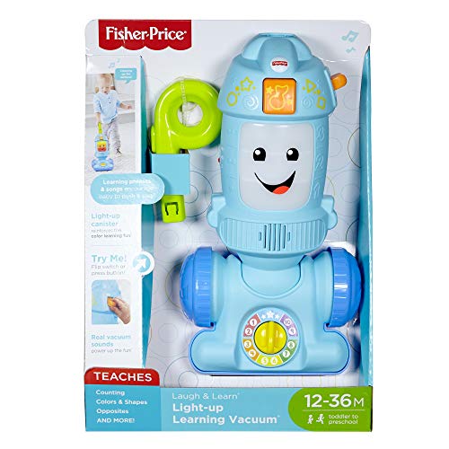 Fisher-Price FNR97 Laugh Light-up Learning Vacuum, jouet à pousser pour bébés et jeunes enfants.