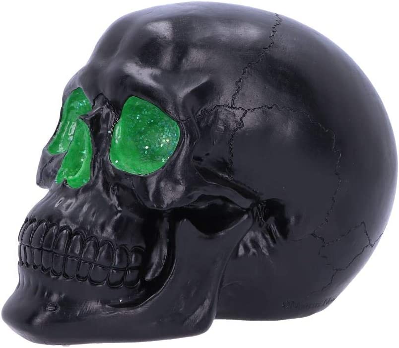 Nemesis Now Geode Black Green Gothic Glitter Skull Figurine, Polyresin