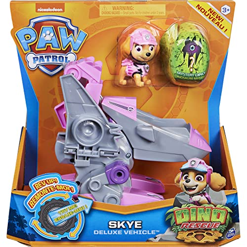 PAW Patrol, Dino Rescue Skye’s Deluxe Rev Up Vehicle with Mystery Dinosaur Figur