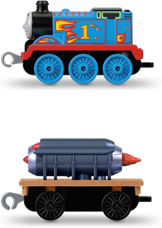 Thomas et ses amis poussant le personnage de la locomotive Thomas