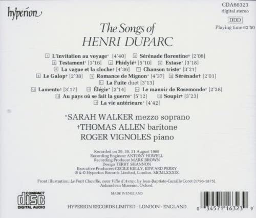 Sarah walker - The Songs Of Henri Duparc (The Hyperion French Song Edition) [Audio CD]