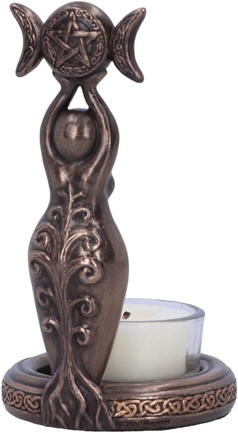 Nemesis Now Triple Goddess Tea Light Holder 12cm, Bronze