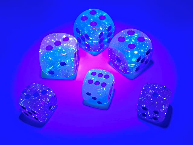 Chessex Dice Set – 12mm Gemini: Gel Green-Pink/Blue Luminary Dice Block – Dungeo