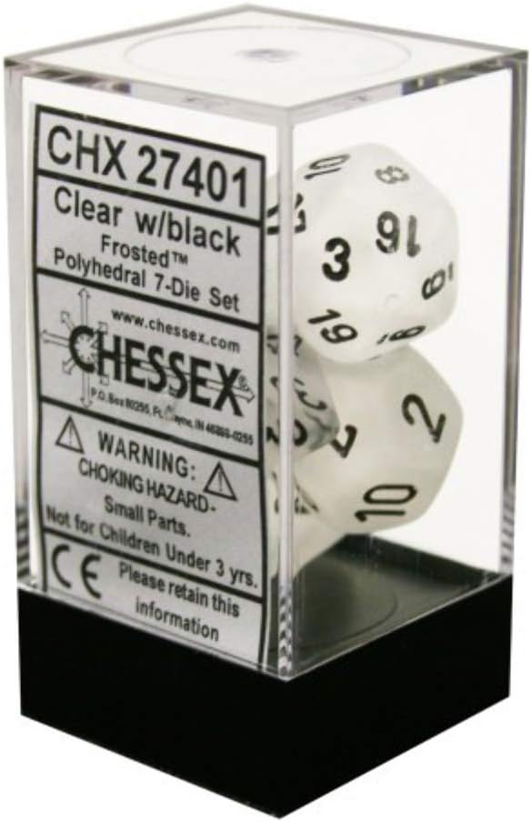 Chessex CHX27401 Dice-Frosted Clear/Black Set