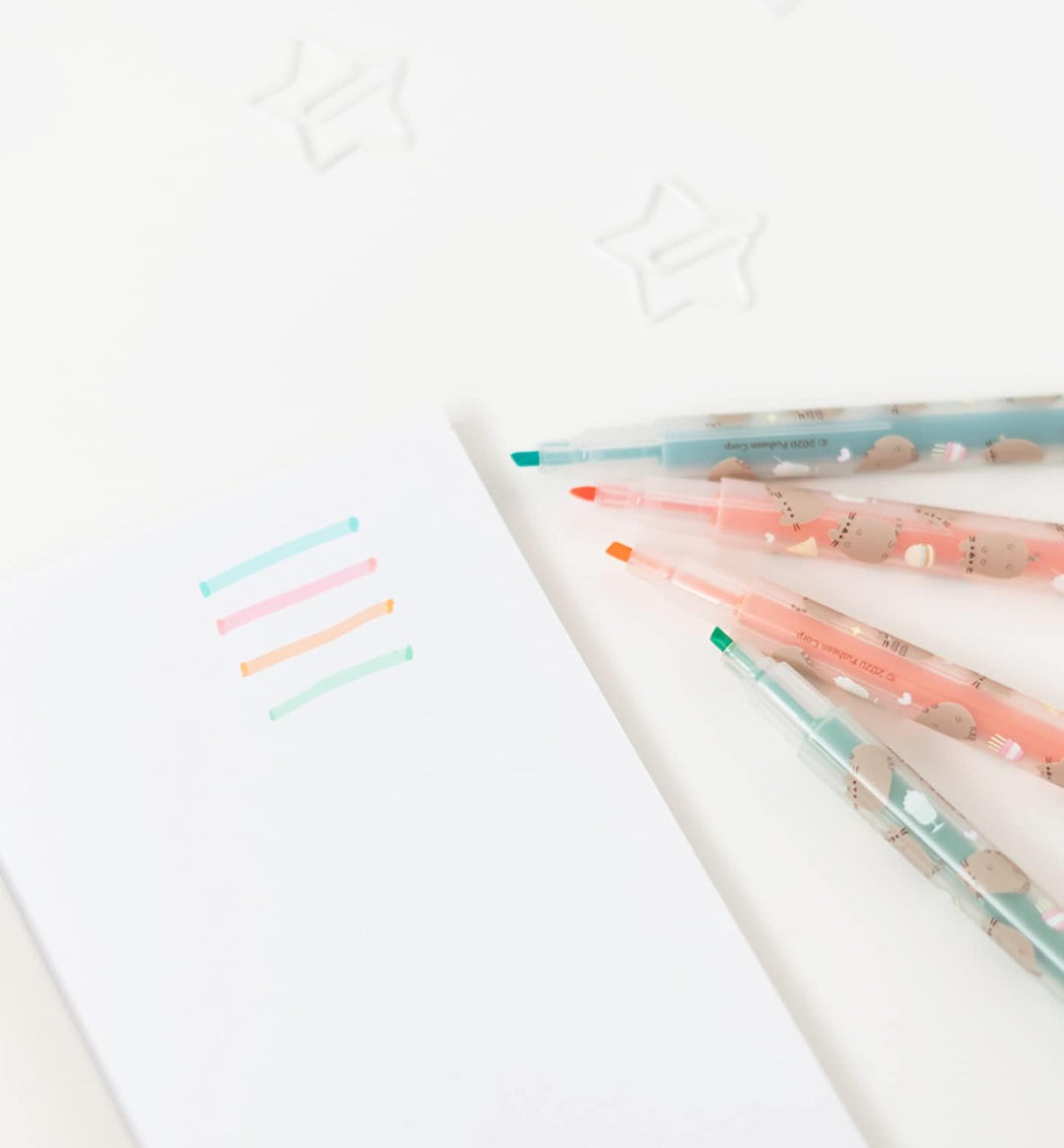 Grupo Erik Pusheen Pen Set | Pack of 4 Assorted Colours | Double-Ended | Highlighter Pens | Pusheen Highlighter Set