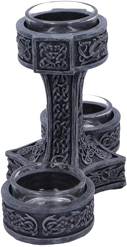 Nemesis Now Thor's Hammer Tea Light Holder 18.5cm, Silver