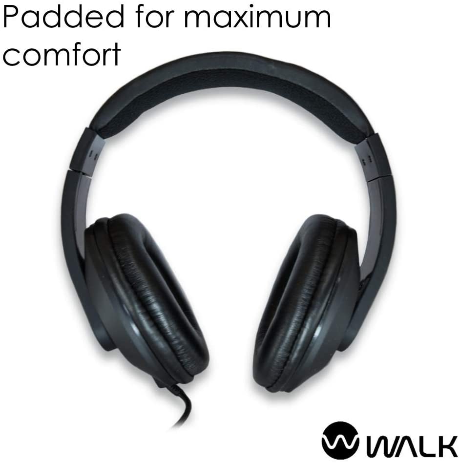 Walk Audio Black Wired Enhanced Bass Headphones