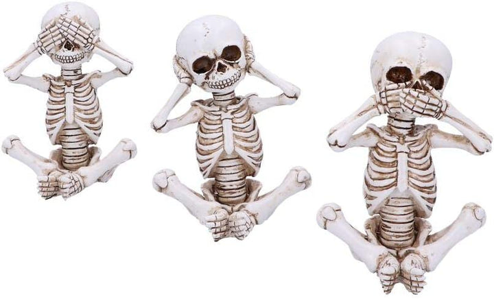 Nemesis Now See No, Hear No, Speak No Evil Skellywag Skeleton Figurines, Polyres