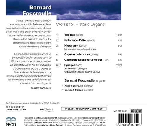 Bernard Foccroulle - Works for Historic Organs [Audio CD]