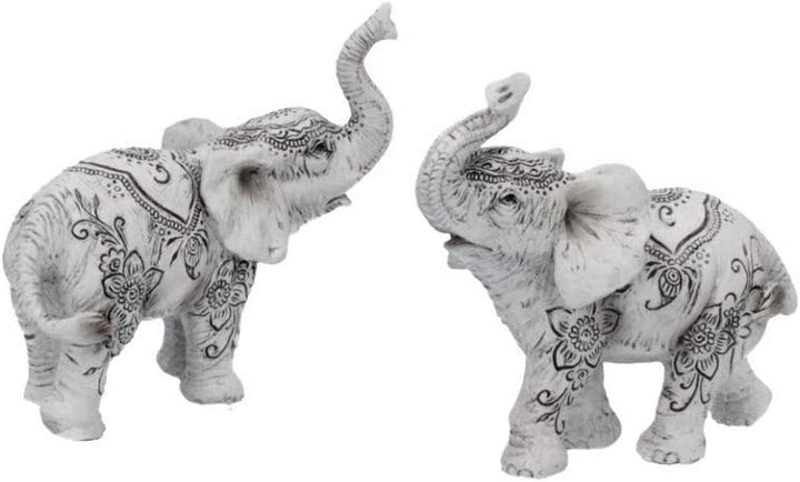 Nemesis Now Henna Harmony Set of 2 9.5cm Elephant Figurines, White