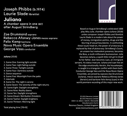 Zoe Drummond - Phibbs: Juliana [Zoe Drummond; Rebecca Afonwy-Jones; Felix Kemp; Nova Music Opera Ensemble; George Vass; George Vass] [Resonus Classics: RES10290] [Audio CD]