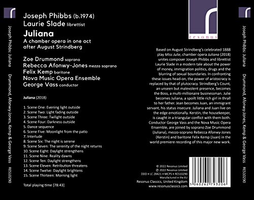 Zoe Drummond - Phibbs: Juliana [Zoe Drummond; Rebecca Afonwy-Jones; Felix Kemp; Nova Music Opera Ensemble; George Vass; George Vass] [Resonus Classics: RES10290] [Audio CD]