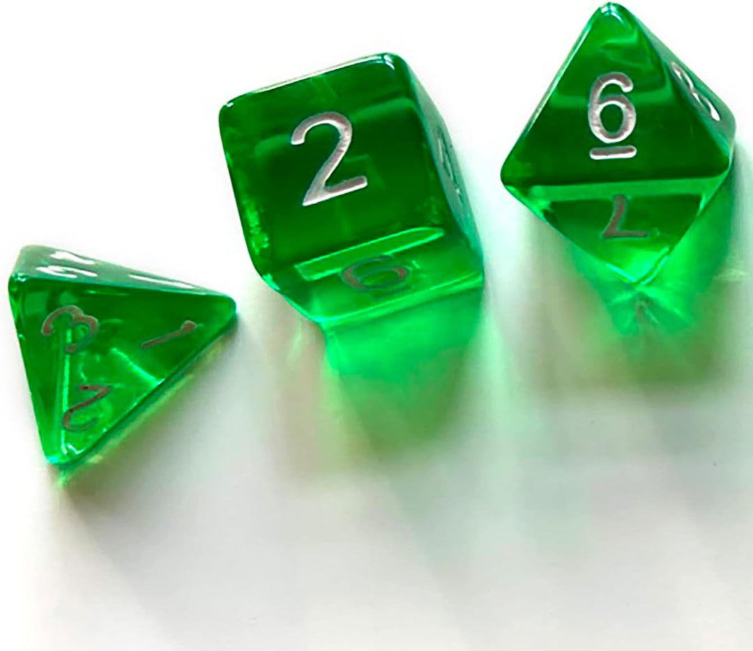 Dragonbane: Dice Set - 6 Piece Green Transparent Dice Set, Free League Publishin