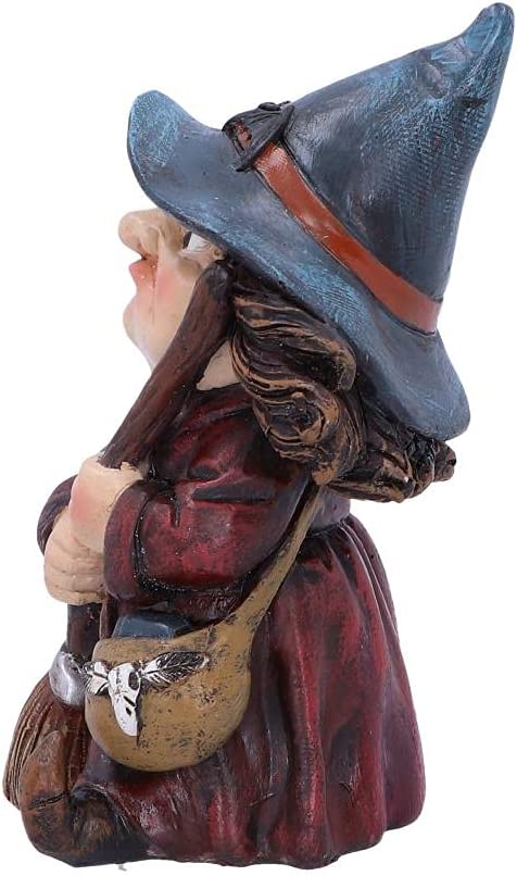 Nemesis Now Toil Small Witch and Broomstick Figurine, Polyresin, Red