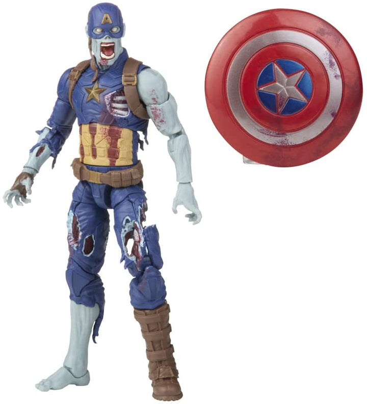 Marvel Legends Series 6-inch Scale Action Figure Toy Zombie Captain America, Premium Design, 1 Figure, and 1 Accessory Multicolor, F0330