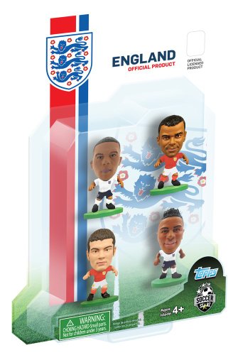 SoccerStarz England International 4 Blister de figurines avec Cole/ Gibbs/