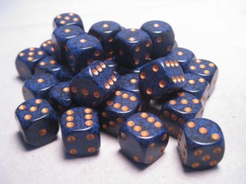 DND Dice Set-Chessex D&D Dice-12mm Speckled Golden Cobalt Plastic Polyhedral Dice Set-Dungeons and Dragons Dice Includes 36 Dice