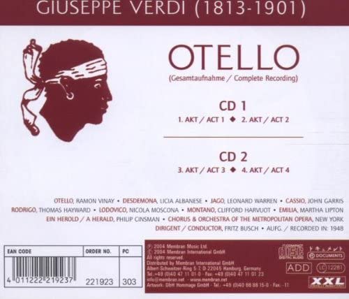 Giuseppe Verdi: Otello - Historic Complete Recording [Audio CD]