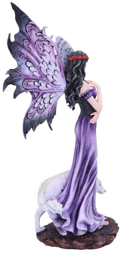 Nemesis Now Amethyst Purple Wolf and Owl Fairy Companion Figurine, Polyresin, 39