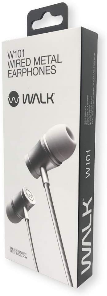 Walk Audio Wired Silver Metal Earphones