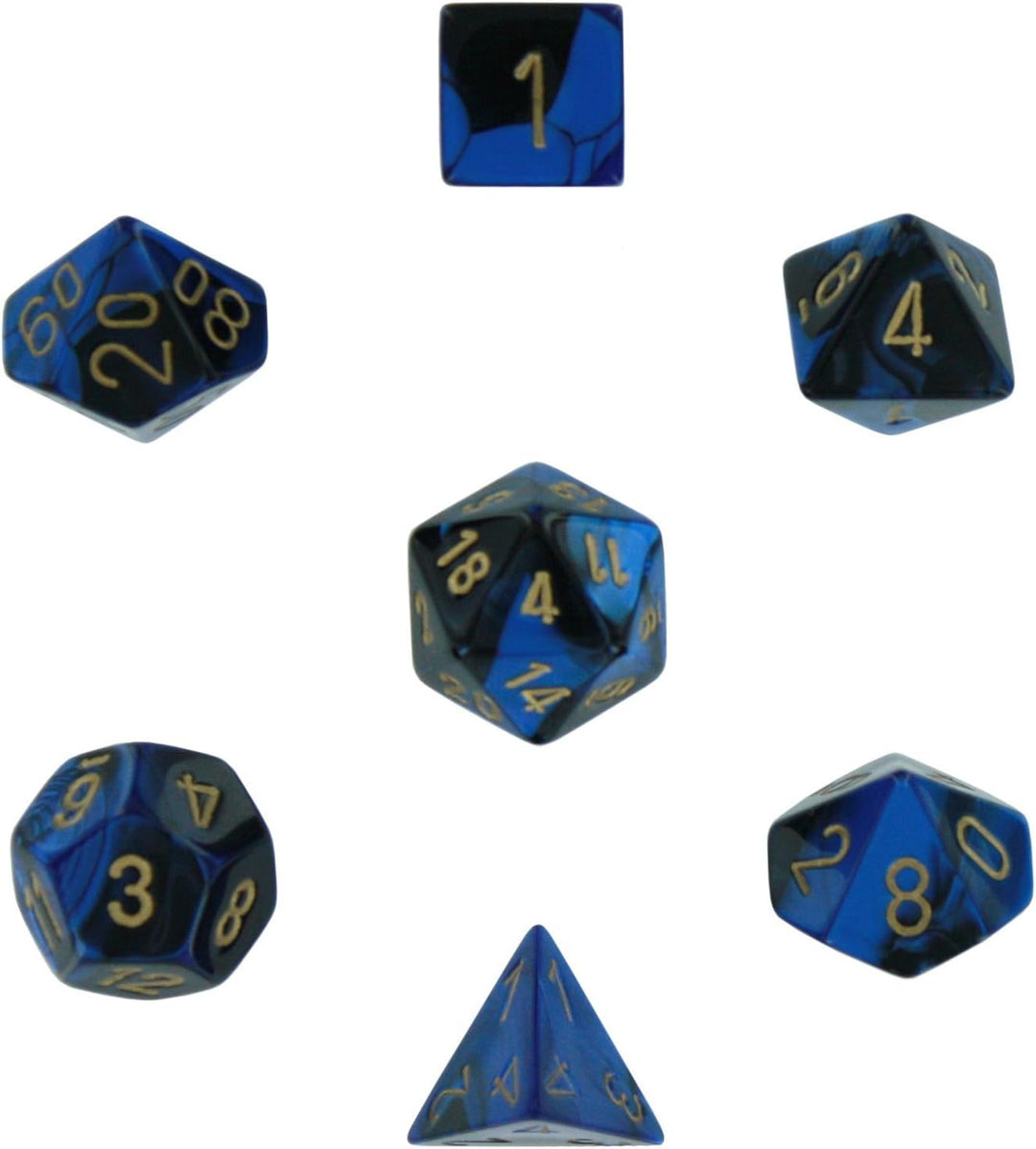Chessex Gemini Polyhedral Black-Blue/Gold 7-Die Set Board Games