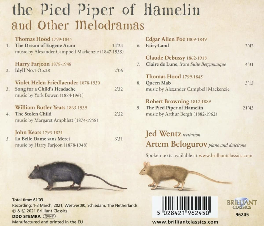 Artem Belogurov|Jed Wentz - The Pied Piper of Hamelin and other Melodramas [Audio CD]