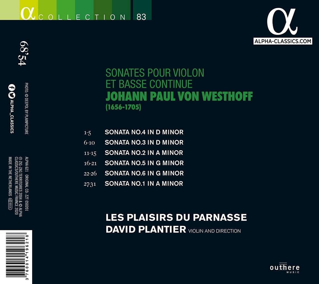 David Plantier - Westhoff: Sonates pour violon et basse continue [Audio CD]