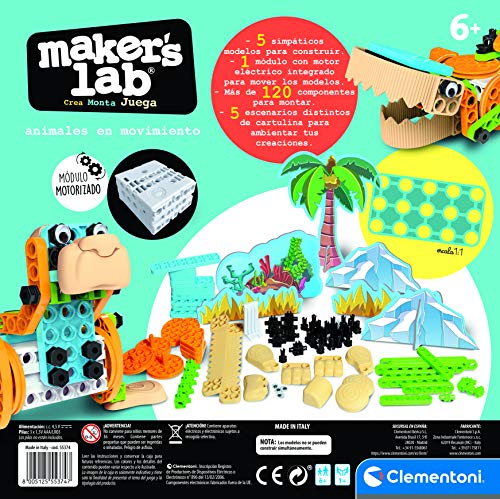 Clementoni Maker´s Lab 55374 Maker´s Lab- Animales en movimiento Construction Set, Multicoloured
