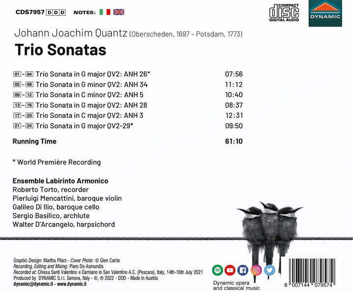 Quantz: Trio Sonatas [Ensemble Labirinto Armonico] [Dynamic: CDS7957] [Audio CD]