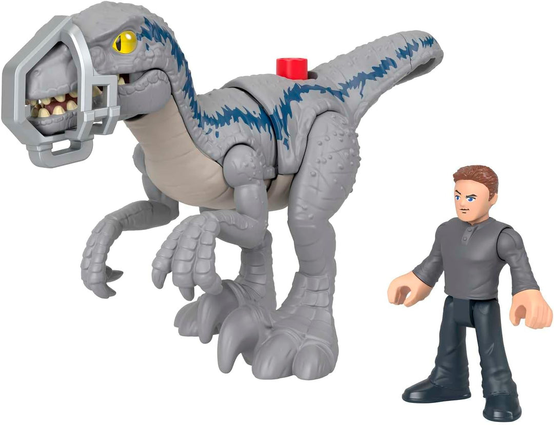 Imaginext Jurassic World Dominion Dinosaur Toy Set with Blue and Owen Grady for Preschool Pretend Play