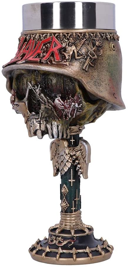 Nemesis Now Officially Licensed Slayer Eagle Helmet Skull Logo Goblet, Stainless Steel, Gold, 19.5cm