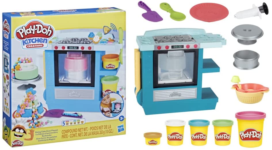 Play-Doh Kitchen Creations Rising Cake Oven Playset for Kids 3 Years and Up with 5 Cans, Non-Toxic