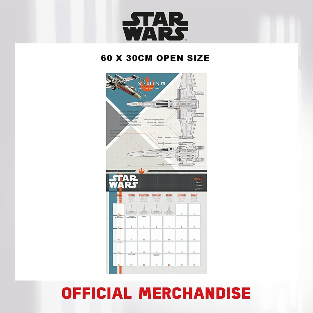 Disney Star Wars Iconic Vehicles Calendar 2022 - Month to a View Planner 30cm x 30cm - Official Merchandise