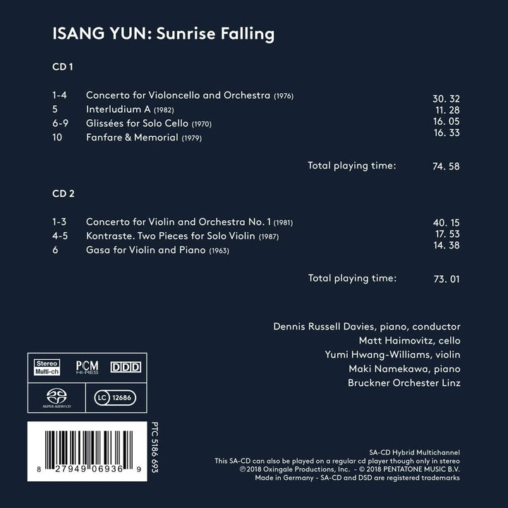 Dennis Russell Davies - Isang Yun: Sunrise Falling [Audio CD]