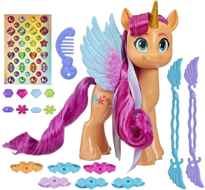My Little Pony MLP Ribbon Hairstyles Sunny Starscout – 15-cm Pony for Children and Hair Styling Accessories