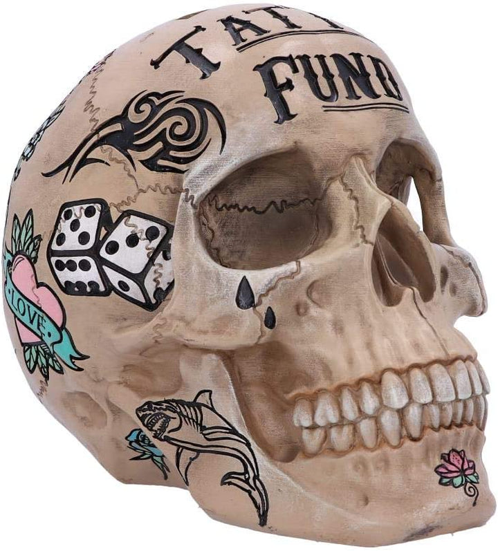 Nemesis Now Natural Bone Coloured Traditional, Tribal Tattoo Fund Skull, Polyres