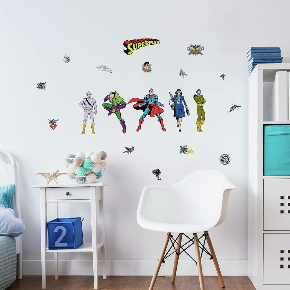 RoomMates RMK4947SCS Classic Superman Characters Peel and Stick Decals, red, Yel