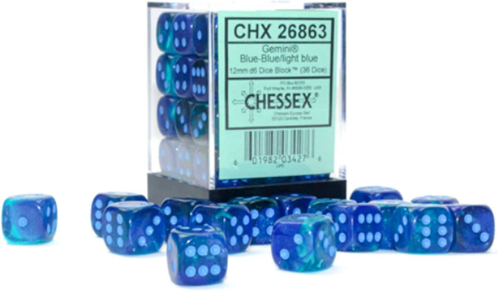 Chessex Luminary Dice Set 36 12mm Dice Blue-Blue/Light Blue