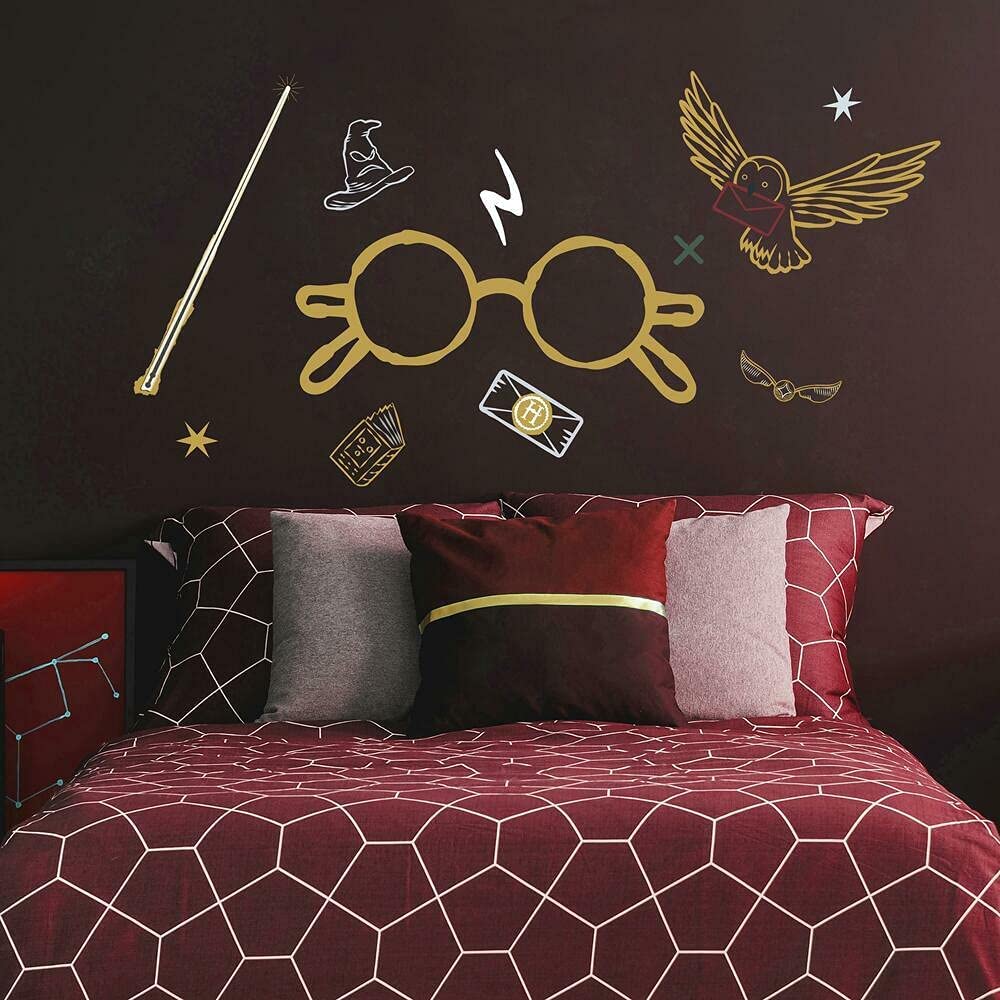 RoomMates RMK4955GM Harry Potter Glasses Giant Wall Decal Peel and Stick, Gray,