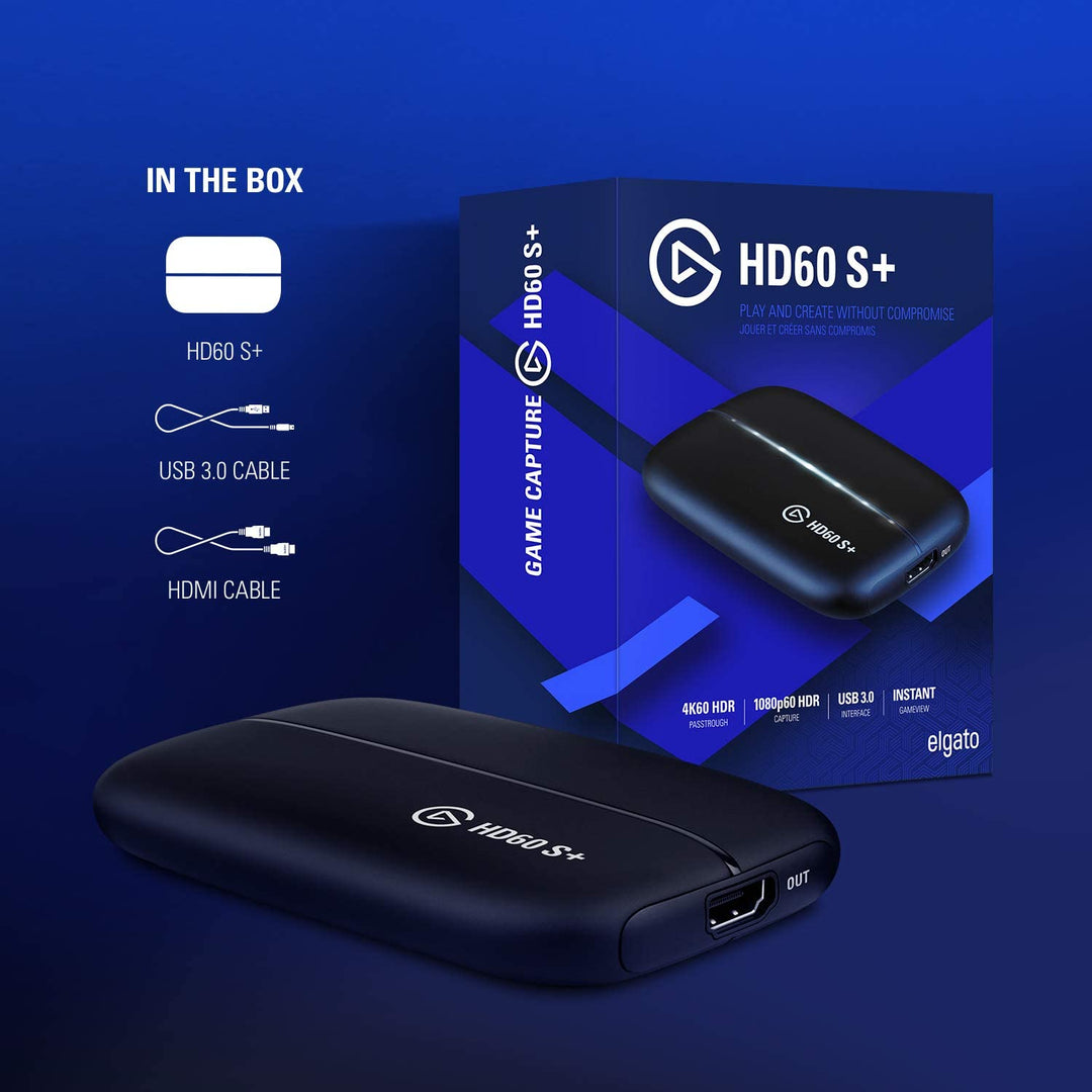 Elgato HD60 S+ Capture Card, 1080p 60 HDR10 Capture, 4K 60 HDR10 Zero-Lag Passthrough, Ultra-Low Latency, PS5, PS4/Pro, Xbox Series X/S, Xbox One X/S, USB 3.0