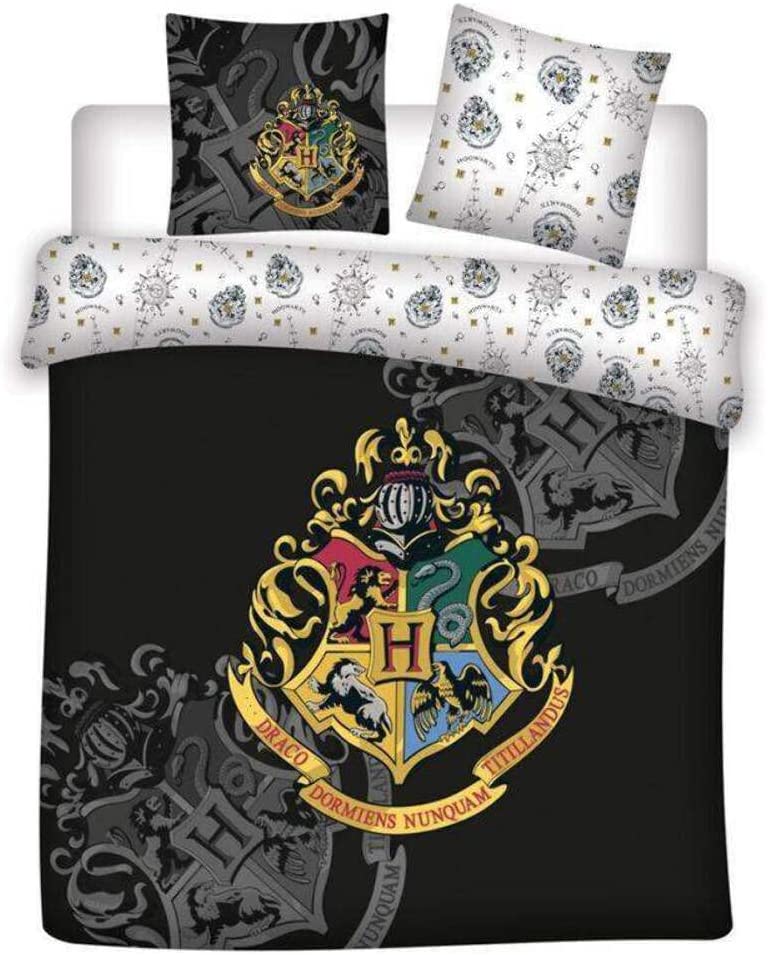 Twentyfeet Double Bed Linen Set Compatible with Harry Potter 240 x 220 cm + 2 Pillowcases 63 x 3 cm Microfibre + 6 Harry Potter Emblem Keyrings